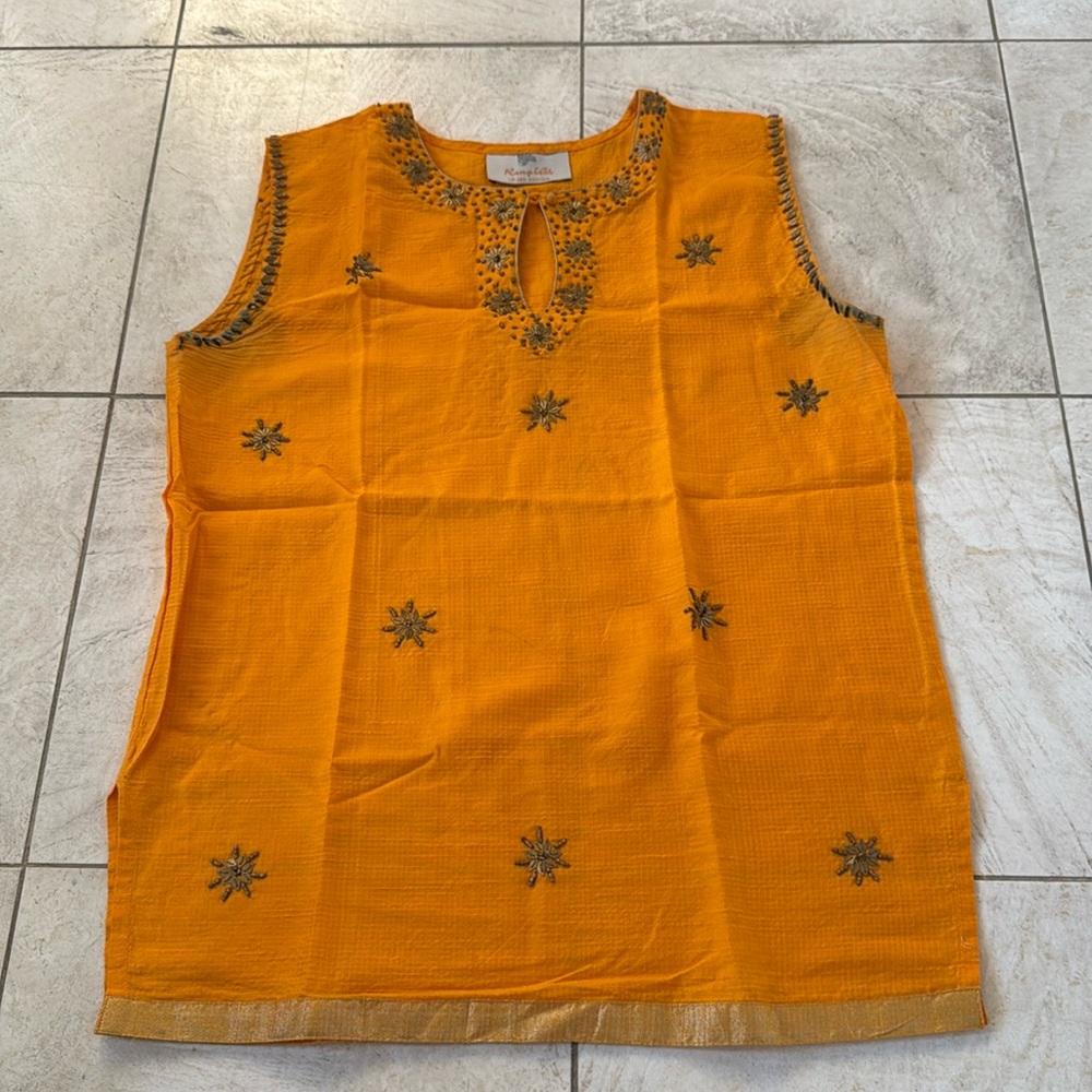 Orange Yellow Kurta Top | Women’s Ethnic Tunic | Casual Festive Indian Outfit